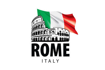 Vector drawing of the Colosseum in Rome on a white backgroundのイラスト素材