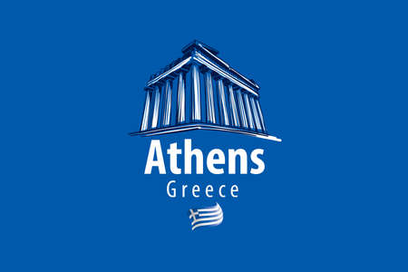 Vector illustration of an ancient Greek building in Athens Greeceのイラスト素材