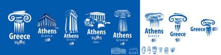 A set of vector illustrations of elements of the architecture of Athens Greeceのイラスト素材