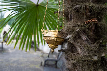 A lamp for icons in the Kamansky monastery in the Republic of Abkhaziaの写真素材