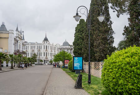 A street in the center of the city of Sukhum in the Republic of Abkhazia. Cloudy day May 17, 2021のeditorial素材