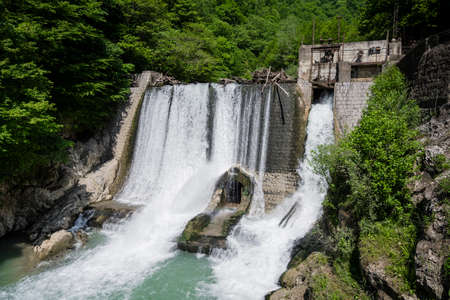 Sukhumi Hydroelectric power station in the Republic of Abkhazia. A clear sunny day on May 18, 2021のeditorial素材