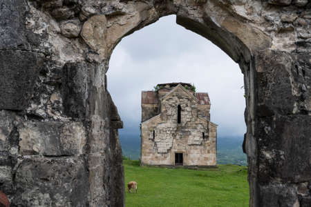 An ancient Bedian temple in the mountains of the Republic of Abkhazia. Cloudy day May 19, 2021のeditorial素材