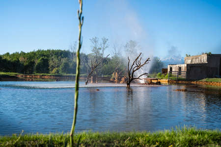 Hydrogen sulfide source, a natural spa in the Republic of Abkhazia. A clear sunny day on May 19, 2021のeditorial素材