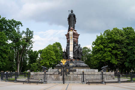 Monument to the Empress Catherine in the city of Krasnodar, Russia. Cloudy Day May 23, 2021のeditorial素材