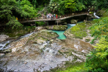 The Malaya Machara River in Chernihiv, the Republic of Abkhazia. Cloudy day on May 21, 2021のeditorial素材