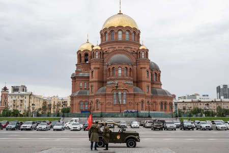 Alexander Nevsky Cathedral in Volgograd in Russia. Cloudy day May 26, 2021のeditorial素材