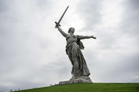 The Motherland Monument in Volgograd in Russia. Cloudy Day May 26, 2021のeditorial素材