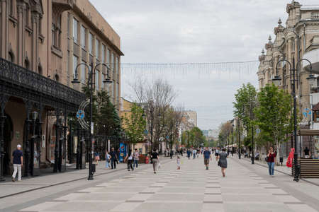 Kirov Avenue in Saratov in Russia. Cloudy day May 27, 2021のeditorial素材