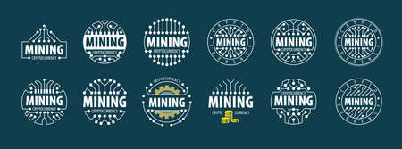 Digital currency mining. Abstract sign. Vector illustrationのイラスト素材