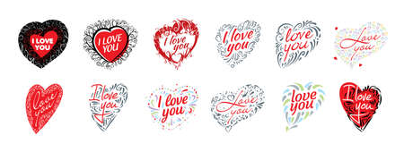 The heart and the inscription I love you. Vector Valentine cardのイラスト素材