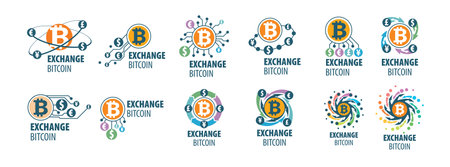 Vector logo of cryptocurrency. Exchange bitcoin for moneyのイラスト素材