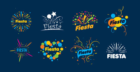 A set of vector logos with fireworksのイラスト素材