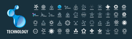 A set of vector Technology on a gray backgroundのイラスト素材