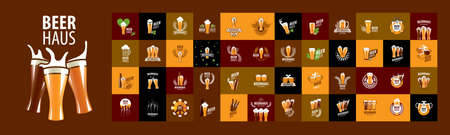 A set of vector Beer logos on different colored backgroundsのイラスト素材