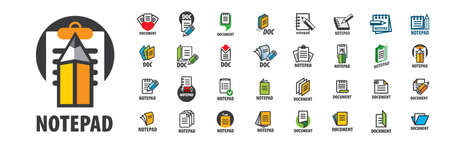 A set of vector icons with the image of a notepad for writingのイラスト素材