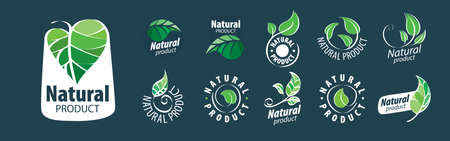 Set of vector icons Natural product on a grey backgroundのイラスト素材