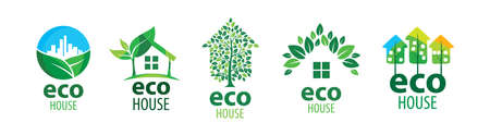 A set of vector logos of eco housesのイラスト素材
