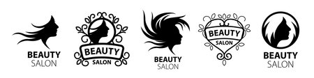 A set of vector logos for a beauty salon on a white backgroundのイラスト素材