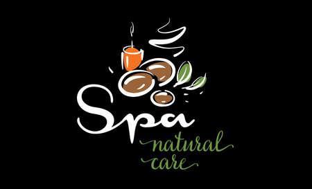 Drawn vector SPA icon on a black backgroundのイラスト素材
