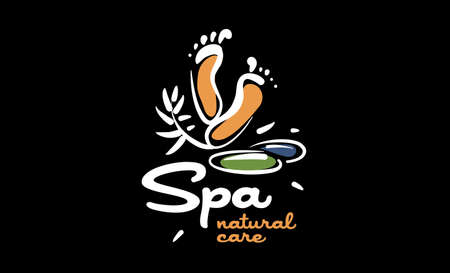 Drawn vector SPA logo on a black backgroundのイラスト素材