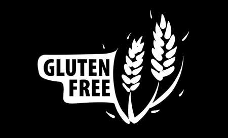 A painted gluten free sign on a black background.のイラスト素材