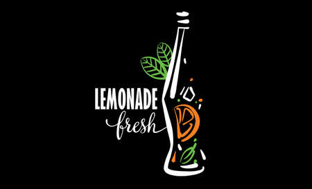 Vector drawing of lemonade on a black background.のイラスト素材