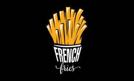 Vector illustration of French fries on a black backgroundのイラスト素材