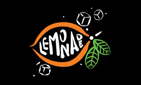 Vector drawing of lemonade on a black backgroundのイラスト素材