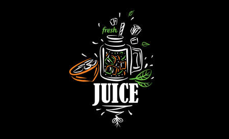 Vector drawn of fresh juice on a black backgroundのイラスト素材