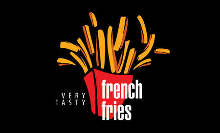 Vector illustration of French fries on a black backgroundのイラスト素材