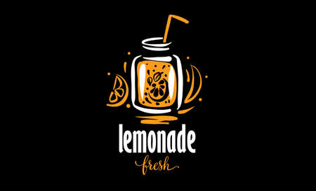 Vector drawing of lemonade on a black backgroundのイラスト素材