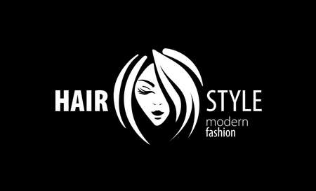 Vector illustration of a womans hairstyle on a black backgroundのイラスト素材