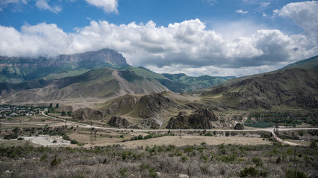 Baksan Gorge in the North Caucasus in Russia. A clear sunny day on June 7, 2022のeditorial素材