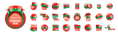 Burkina Faso flag, vector illustration on a white backgroundのイラスト素材