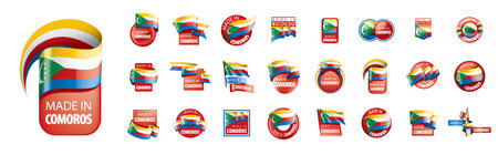 Comoros flag, vector illustration on a white backgroundのイラスト素材