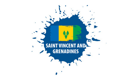 Saint Vincent and the Grenadines flag, vector illustration on a white backgroundのイラスト素材