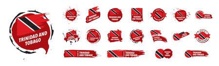 Trinidad and Tobago flag, vector illustration on a white backgroundのイラスト素材