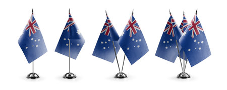 Small national flags of the Australia on a white background.の写真素材