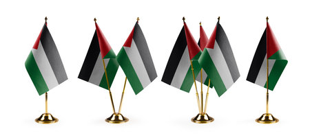 Small national flags of the Palestine on a white background.の写真素材