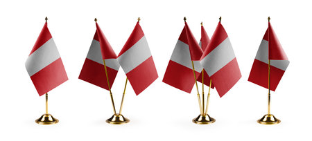 Small national flags of the Peru on a white background.の写真素材