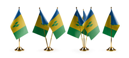 Small national flags of the Saint Vincent on a white background.の写真素材