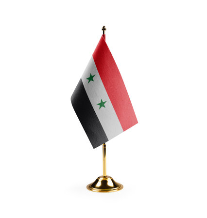 Small national flag of the Syria on a white background.の写真素材