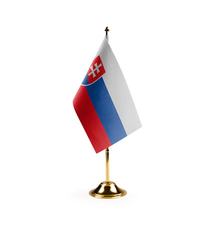 Small national flag of the Slovakia on a white background.の写真素材