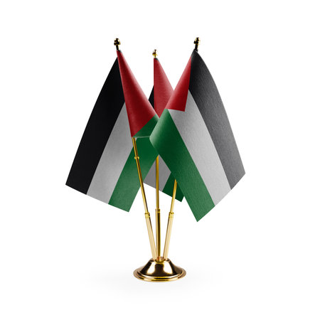 Small national flags of the Palestine on a white background.の写真素材