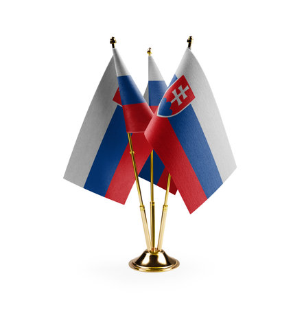 Small national flags of the Slovakia on a white background.の写真素材