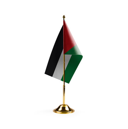 Small national flag of the Palestine on a white background.の写真素材