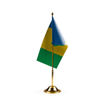 Small national flag of the Saint Vincent on a white background.の写真素材