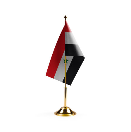 Small national flag of the Syria on a white background.の写真素材