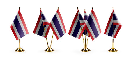 Small national flags of the Thailand on a white background.の写真素材
